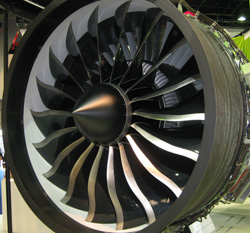 Photo of aircraft engine turbine